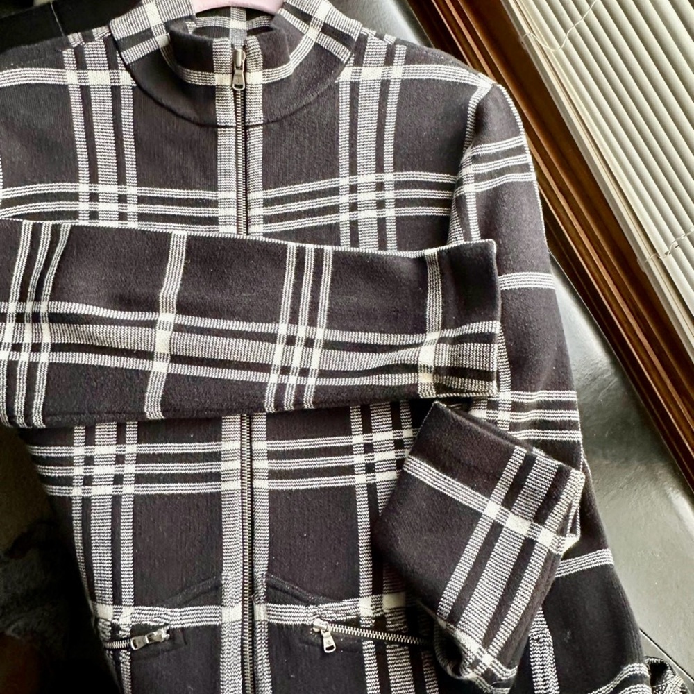 Ralph Lauren Navy and White Plaid Zip Jacket - Picture 3 of 4